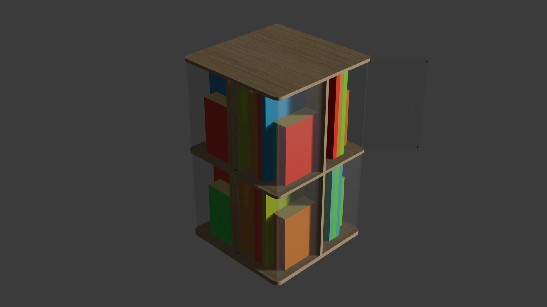 An idealised bookcase 3D model