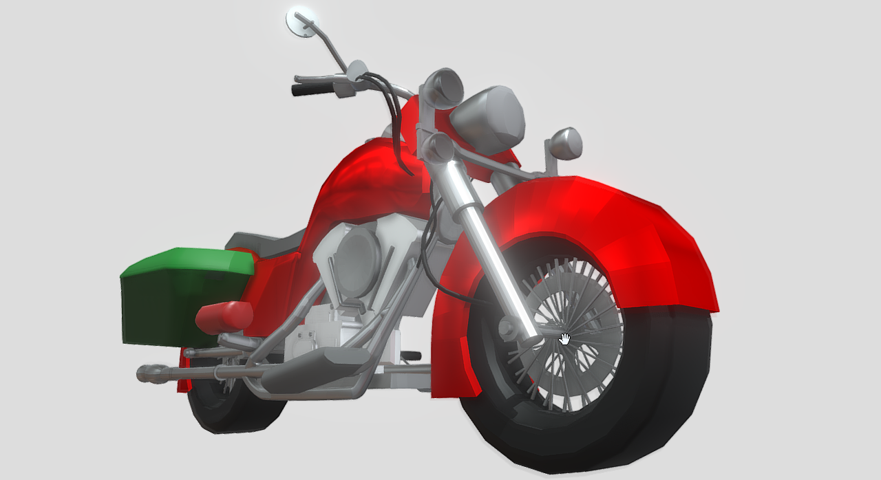 A 3D render of a motorcycle