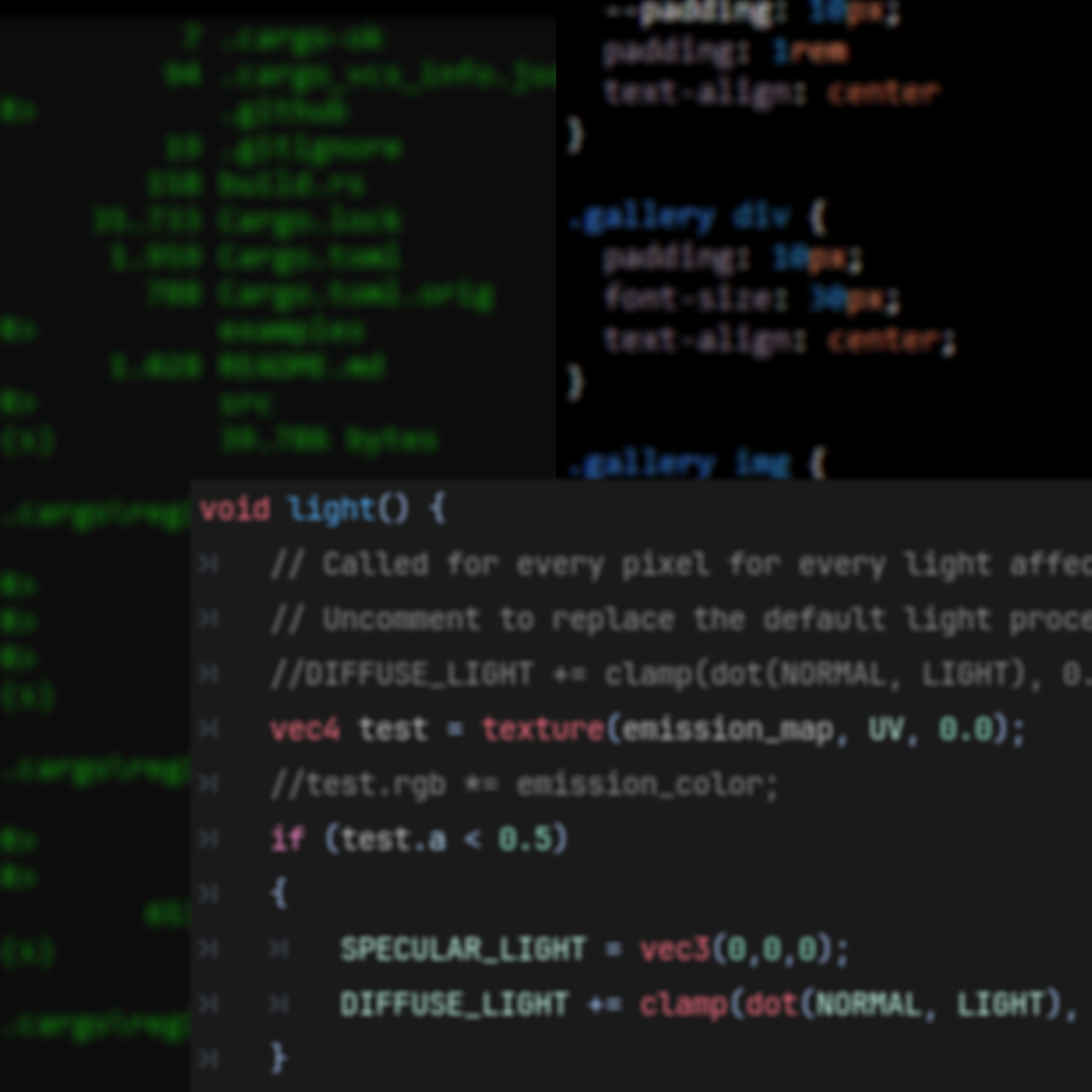 Screenshots of different IDEs